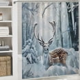 thumbnail image 6 of Orinice Deer Snowy Forest Trees Bathroom Decor Set with Hooks, Colorful Luxurious Graphic Print Polyester Fabric Shower Curtain, Washable, Chic Modern Design 69x72, 6 of 7
