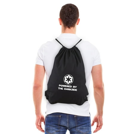 Powered By Darkside Eco-friendly Reusable Canvas Draw String Bag, Black &