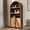 Brown, variant on 5-Tier Arched Bookcase with Mid Century Doors, Wooden Storage Cabinet with Open Display Shelves and Adjustable Shelf for Office Dining Living Room