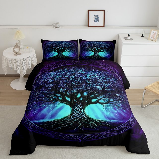 Erosebridal Boho Life Tree Bedding Twin Comforter Set, Hippie Mandala Down Comforter, Branches Plant Decor, Ultra Soft 2 Pieces