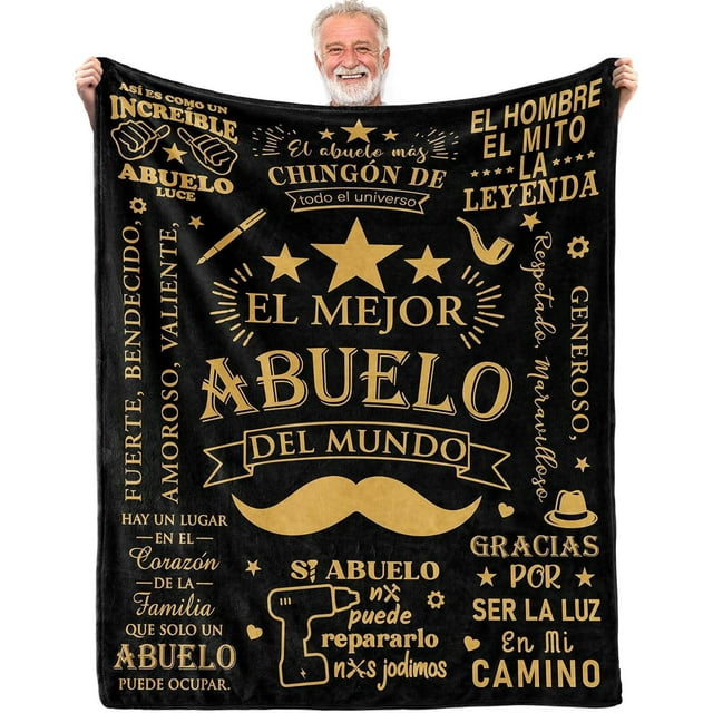 LHSHID Abuelo Gifts in Spanish Regalo para Abuelo El Mejor Abuelo Del Mundo Regalos para Abuelo Dia Del Padre Gifts for Abuelo Abuelo Gifts from Grandchildren Abuelo Throw Blanket 60"x80"