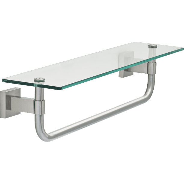 Maxted 18" Glass Shelf with Towel Bar in Satin Nickel
