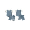 thumbnail image 3 of Aojekbee Boys Summer 2PCS Shorts Sets Short Sleeve Contrast Color Tops and Drawstring Shorts Sets, 3 of 10