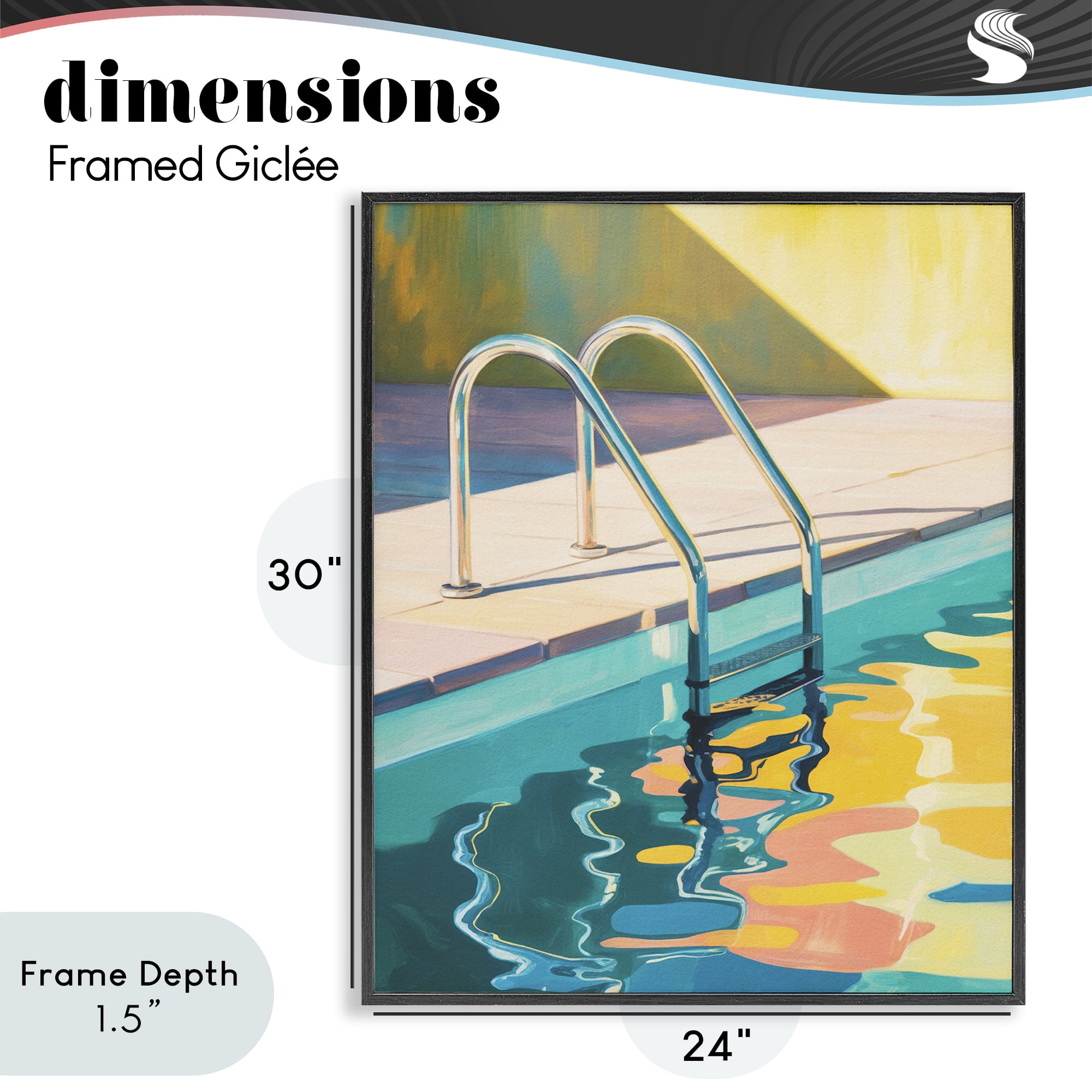 Stupell Industries Pool Ladder At Sunset Black Framed Giclee Art, design by Andreas Magnusson