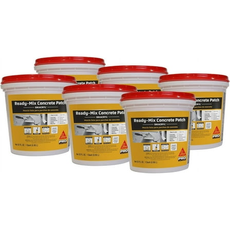 SIKA Sikacryl Ready-Mix Concrete Patch, Gray, Textured, 1 qt (6 Pack) - Durable Repair for Spalls and Cracks in Concrete and Masonry, Easy Cleanup, Acrylic-Based