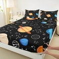 thumbnail image 3 of Manfei Galaxy Planet Twin Sheet Sets,Constellation Pattern Twin Fitted Sheet,Modern Aesthetic Art Flat Sheet For Kids,Breathable Home Decor,3-Piece, 3 of 7