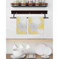 thumbnail image 3 of Yellow White Kitchen Dish Towels for Drying Dishes Set of 2, Abstract Grey Chrysanthemum Flower Floral Waffle Weave Microfiber Hand Tea Bathroom Towels Quick Dry & Absorbent Towel 15.7x23.6, 3 of 7