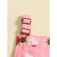thumbnail image 4 of Bagilaanoe Toddler Baby Girl Denim Jumpsuit Shorts Sleeveless Floral Print Jeans Overalls 6M 12M 18M 24M 3T 4T 5T 6T Kids Short Pants Summer Clothes, 4 of 7