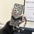 thumbnail image 2 of Designed for Samsung Galaxy Z Fold 6 Fluffy Leopard Case, Hard Protection Shockproof Anti-Drop Case, Cute Leopard Pattern Glitter Stone Bling Cover with Leopard Beaded Strap for Women Girls, Black, 2 of 11