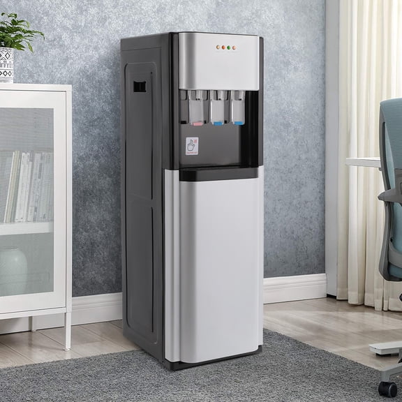 US Standard Plug Water Dispenser, 13°C Cryogenic Cooling & Instant Hot Water, Over-Temperature Protection for Family/Dorm/Workspace