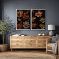 thumbnail image 4 of Framed Canvas Print Dark Floral Wall Art Set of 2 Botanical Decorative for Living Room Bedroom - 16"x24"x2 WHITE, 4 of 8