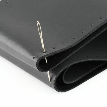 Black Genuine Leather Steering Wheel Cover Wrap Sew-on 14.5"-15" Kit For Car
