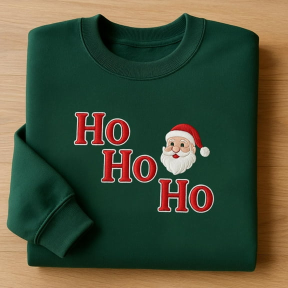 Ho Ho Ho Santa Embroidered Christmas Sweatshirt, Festive Holiday Shirt, Merry Christmas Embroidey, Christmas Gift for Him or Her, Xmas Gift