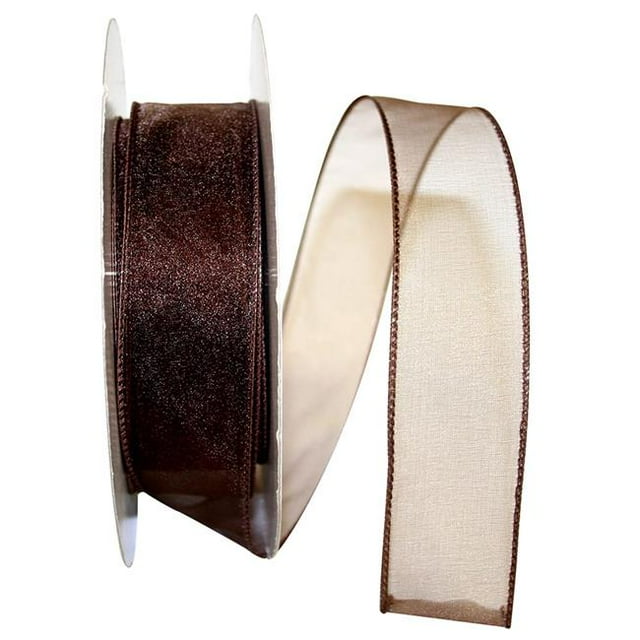 Reliant Ribbon 99908W-092-09K Ruban à Bordure Filaire Transparent, Joli et Économique - Brun - 1,5 Po x 50 Verges