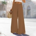 thumbnail image 2 of Comdrip Flowy Pants, Women's Solid Color Drawstring Wide Leg Trousers Palazzo Pants for Women Casual Coffee L, 2 of 3