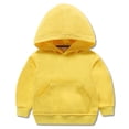 thumbnail image 2 of ZCFZJW Kids Soft Brushed Fleece Hooded Sweatshirts Fall Winter Casual Solid Color Long Sleeve Active Pullover Hoodie for Boys and Girls with Pocket Yellow 6-7 Years, 2 of 7