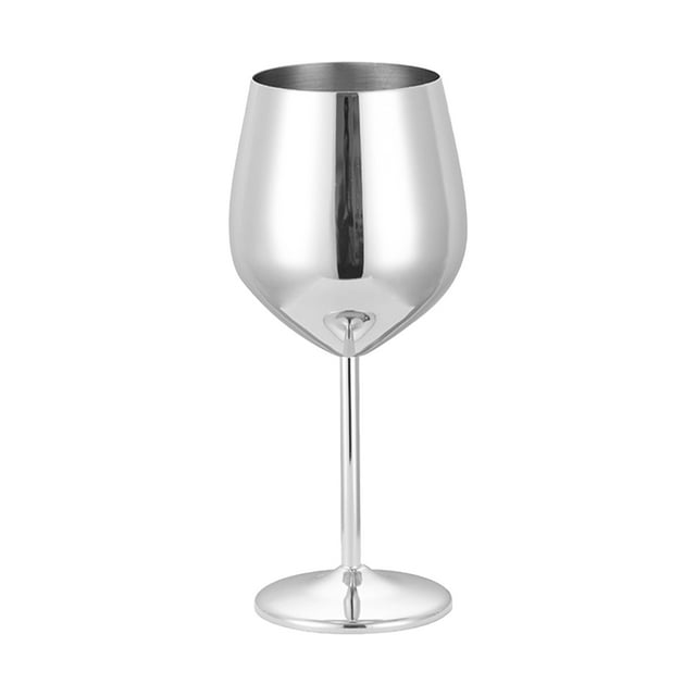 Vaso para vino tinto y champán irrompible, 500 ml, diseño alto y elegante, copa de vino plateada resistente