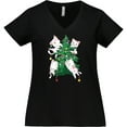 thumbnail image 3 of Inktastic Kawaii Cats Christmas Tree Women's Plus Size V-Neck T-Shirt, 3 of 5