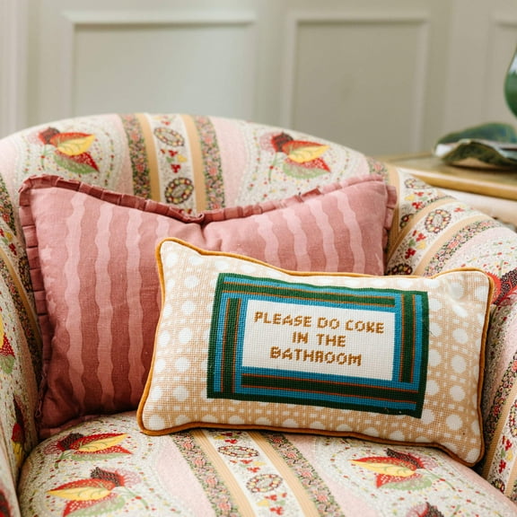 Furbish - Bathroom Etiquette Needlepoint Pillow