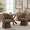 Dark Brown, variant on VKNOW Upholstered Swivel Dining Chair with Barrel Back, Modern Chenille Dining Room Chair for Kitchen and Living Room, Light Gray