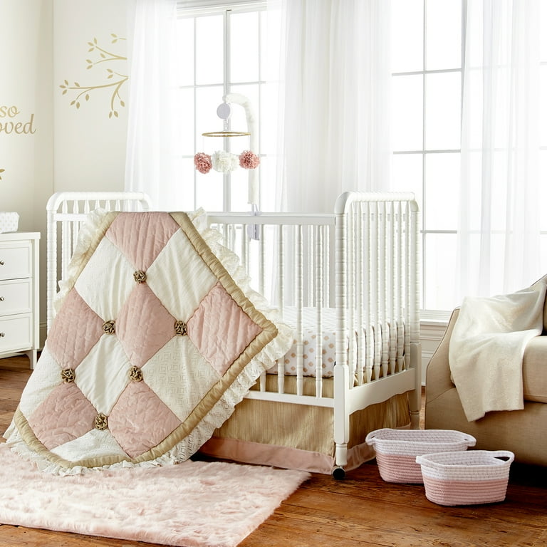 Levtex Baby Aurora Plush Blanket Cream Plush with Gold Glitter Effect Nursery Accessories Blanket Size 30 x 40 in