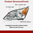 thumbnail image 4 of Tuning JDM Chrome LED Projector Headlights Compatible with 2007-2011 Honda CR-V, Left + Right Pair Headlamps Assembly, 4 of 7