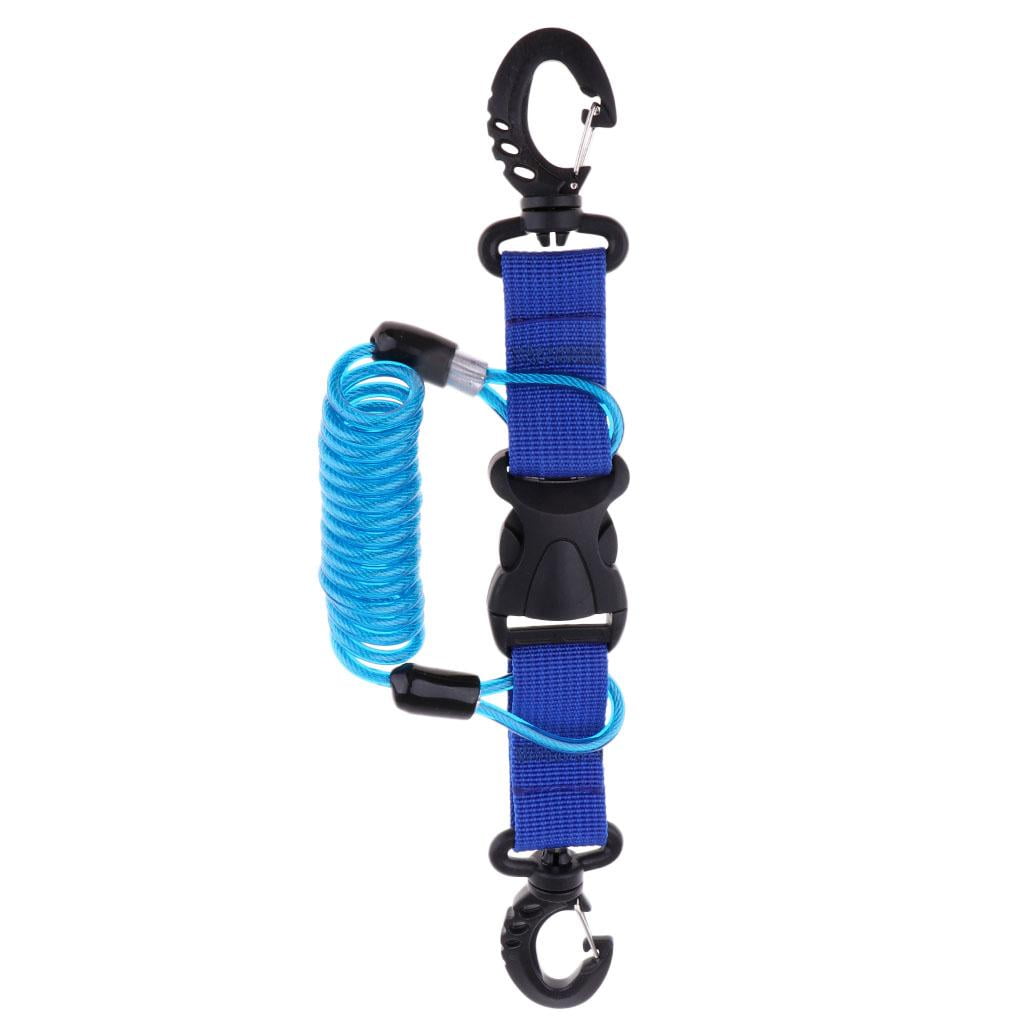 Strong Scuba Diving Spring Lanyard with 2 Clips - Blue, as described