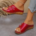 thumbnail image 5 of Modisza Orthopedic Wedge Sandals for Women Wide Width Open Toe Platform Wedges Slip on Comfortable Beach Walking Slippers size 6 Red, 5 of 7