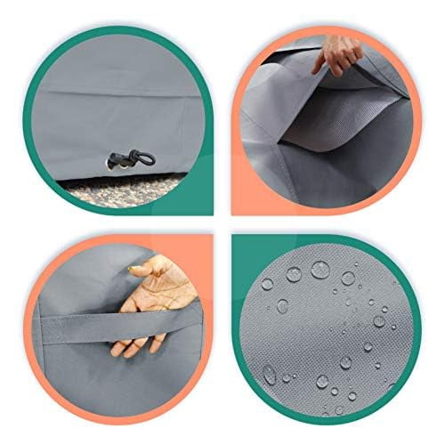 COVERS&ALL Square Ottoman Cover, Heavy Duty 18 Oz Waterproof UV & Weather Resistant Patio Garden Furniture Stool Protector Indoor Outdoor with Air Vents & Drawstrings (23" L x 23" W x 18" H, Gray)