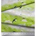 thumbnail image 3 of Soimoi Velvet Fabric Clouds & Flying Swift Bird Printed Fabric 1 Yard 58 Inch Wide, 3 of 3