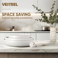 thumbnail image 3 of Vesteel 18Pcs Pots and Pans Set, Nonstick Cookware Set with Detachable Handles, Stackable Kitchen Cooking Set with Silicone Utensils Set, Induction Compatible & Oven Safe - Cream White, 3 of 9