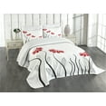 thumbnail image 3 of Ambesonne Flower Quilted Bedspread Set 3 Pcs, Modern Floral Petals, Queen Size, Red and Black, 3 of 5