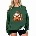 thumbnail image 5 of Sakmal Green Sweatshirts for Women Cute Halloween Graphic Sweatshirts Comfy Fall Fashion Tops, 5 of 5