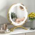 thumbnail image 2 of Costway 16" Round Makeup Vanity Mirror 3 Color Dimmable Lights Memory Function Gold, 2 of 10