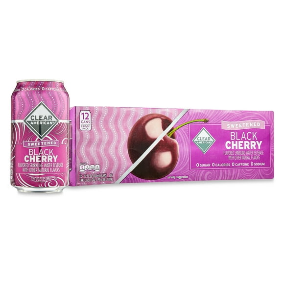 Clear American Black Cherry Sparkling Water, 12 fl oz, 12 Count