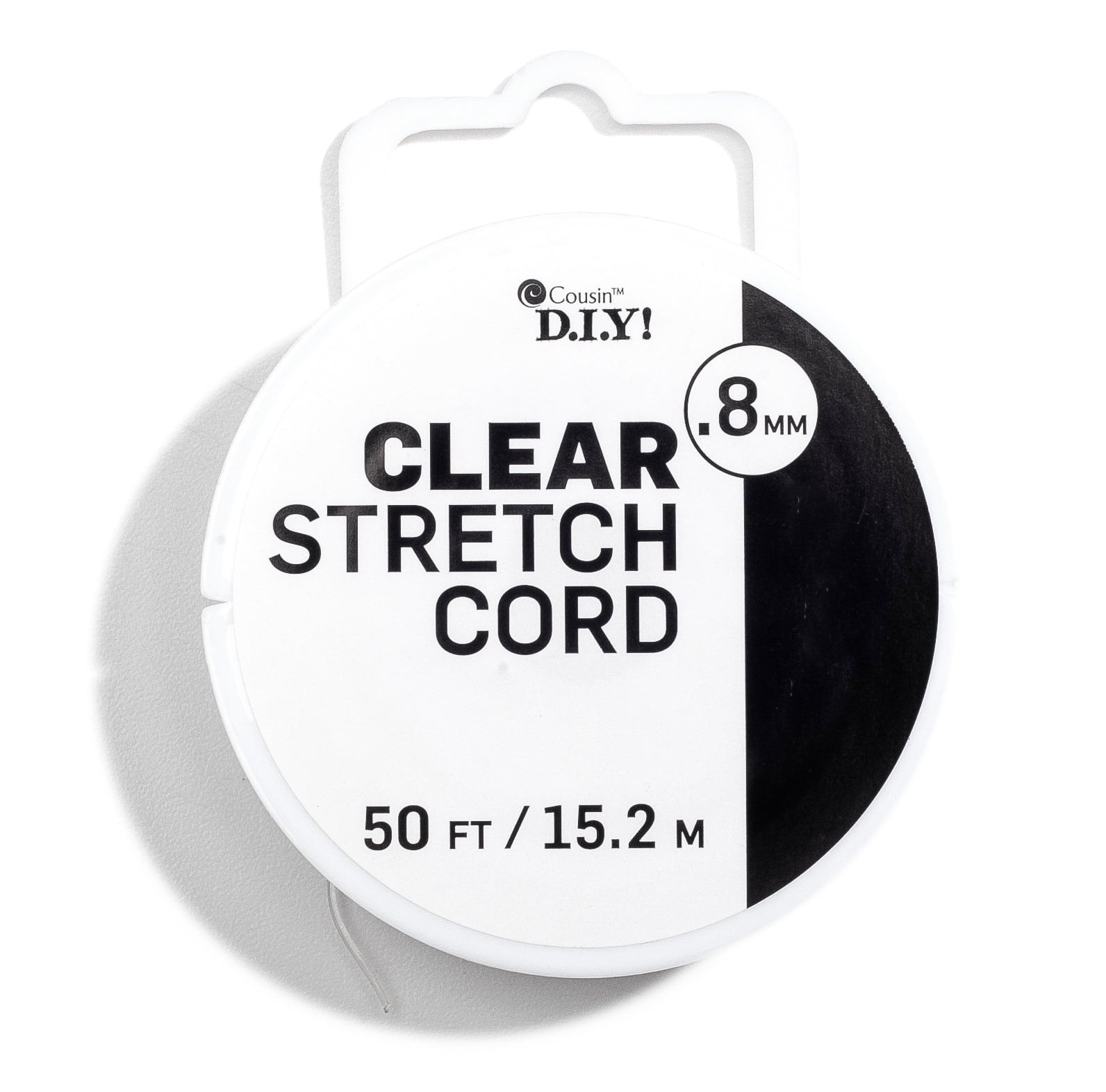 Cousin DIY Stretch Cord String, 16 yd, Clear and White 