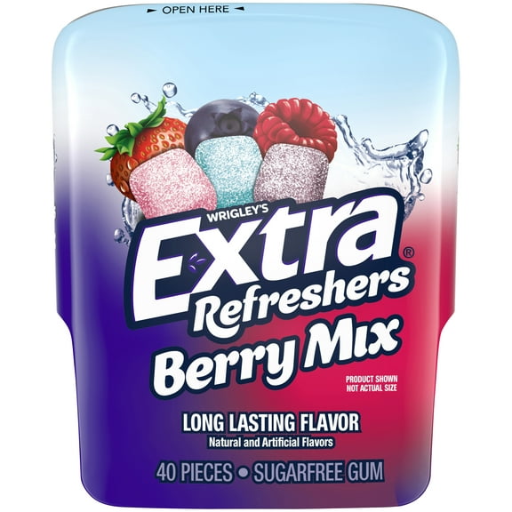 Extra Refreshers Berry Mix Sugar Free Chewing Gum - 40 Piece Bottle