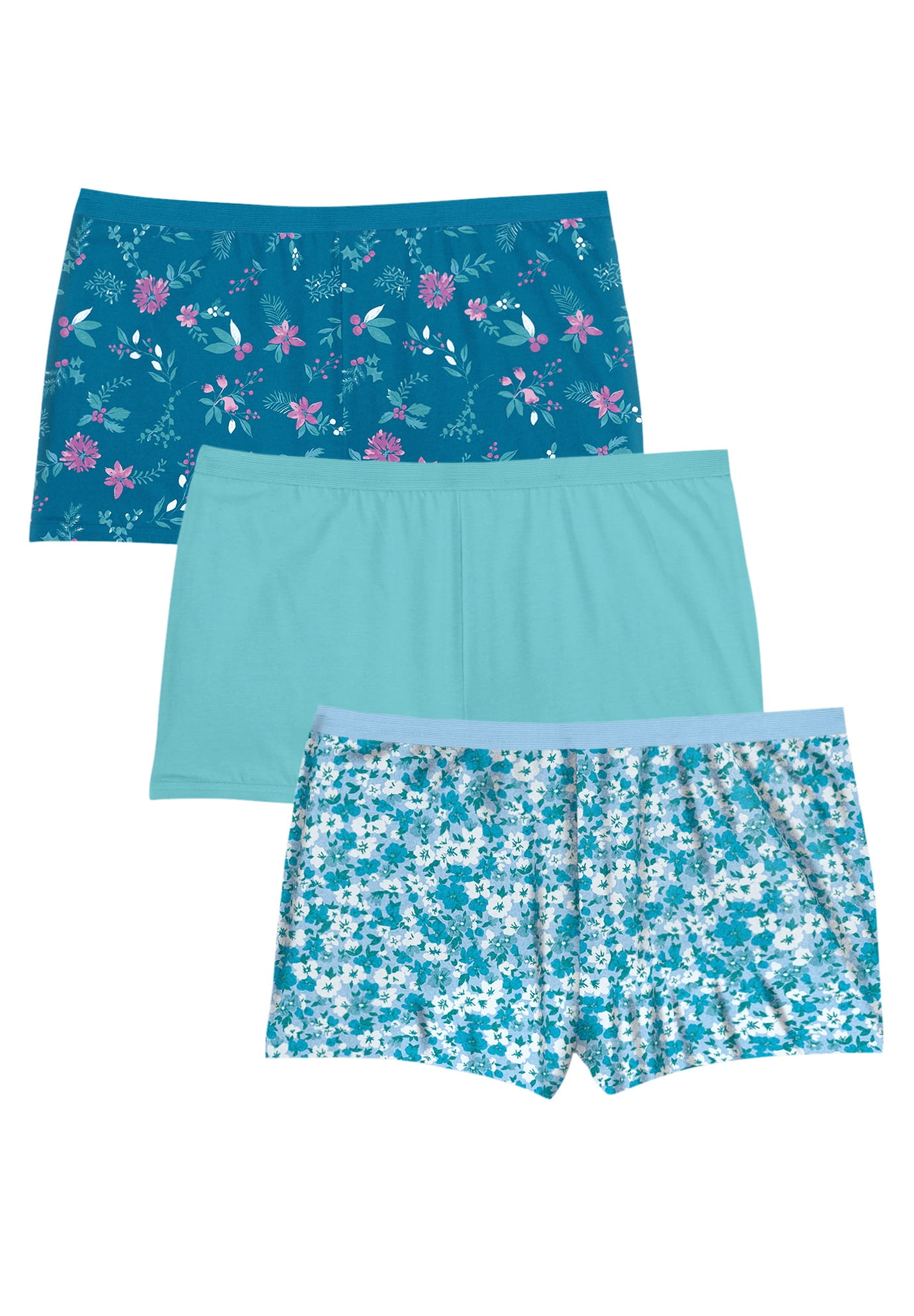 Comfort Choice Women's Plus Size Boyshort Panty 3Pack Underwear