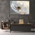 thumbnail image 5 of Mudket White and Grey Flower with Gold Accents Canvas Wall Art, Framed Floral Print, Ready to Hang Wall Decor for Living Room Bedroom, Elegant Artwork - 12"L x 8"W, 5 of 10