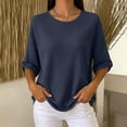 thumbnail image 3 of Aezemi Women Waffle 3/4 Sleeve Shirt Round Neck Pullover Knit Dressy Casual Breathable Comfy Blouses Spring Summer Outdoor Fashion Casual Tops XXL, 3 of 7