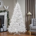 thumbnail image 2 of Tcbosik 7ft Prelit Artificial Christmas Tree with 400 LED Lights, 3 Color Modes, Hinged Xmas Tree with 1218 Branch Tips for Home Party Decoration, White, 2 of 10