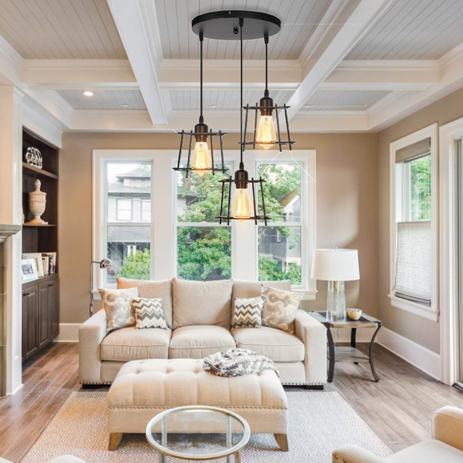 Oumilen Vintage 3 Lights Ceiling Pendant Lights Black