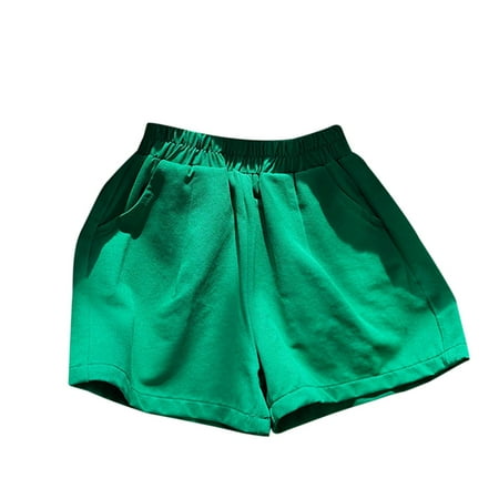 Hotiary Toddler Baby Girls Casual Pull on Shorts Kids Solid Color Breathable Elastic Waist Jogger Shorts with Pockets for 2-7 Years