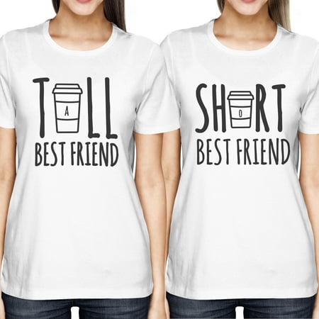 Cute Best Friend Tall and Short Matching T-Shirt BFF Shirts For Coffee