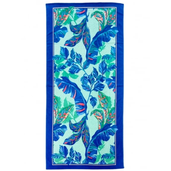 Mainstays Oversized Cotton Blend Blend Beach Towel, 36 x 72 in, Tropical Foliage