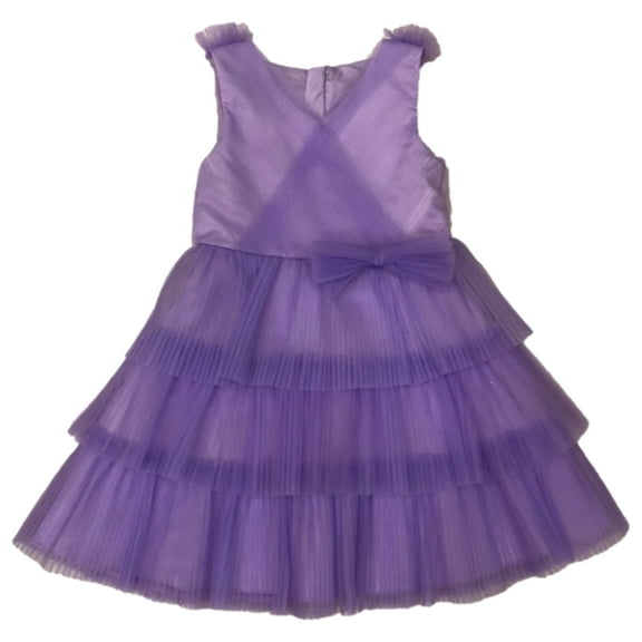 Girls Purple Ruffled Sleeveless Tulle A-Line Special Occasion Party Dress 6X
