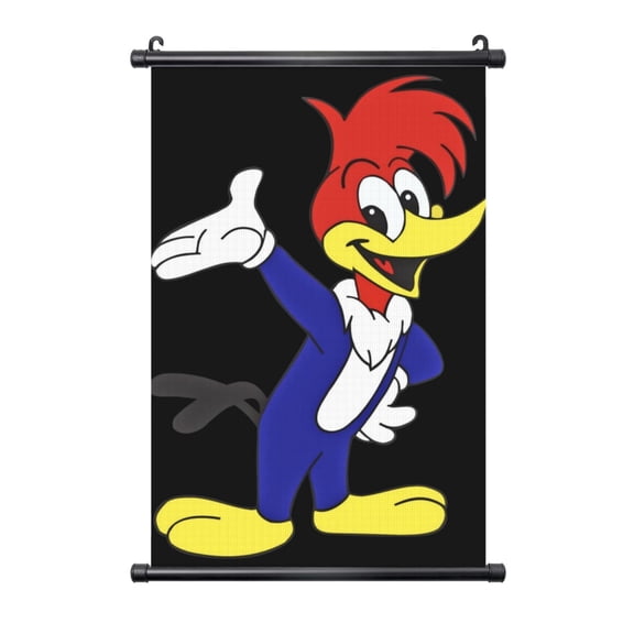 Woody Woodpecker Hanging Poster Plastic Shaft Canvas Wall Hanging Banner Wall Art Painting Artwork Decor For Home Living Room Bedroom Office 16"X24"