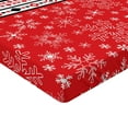 thumbnail image 2 of Ambesonne Christmas Fitted Sheet, Geometric Snowflakes, California King, Red White, 2 of 3