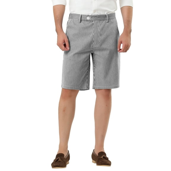 NOMADIC NOOK Men's Flat Front Summer Chino Walk Striped Printed Shorts 2 Pack