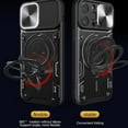 thumbnail image 4 of Magnetic Ring Bracket Sliding Window Phone Case for iPhone 14 15 / Pro/Plus/Pro Max, Lens Protection  Shell, Shockproof Stand Back Cover Blue, 4 of 7